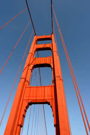 Detail of the south tower of Golden Gate Bridgeの写真素材