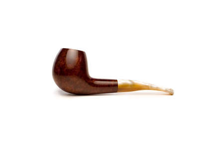 Briarwood tobacco pipe on a white background.の写真素材
