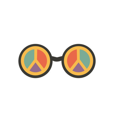 Retro hippie glasses, vintage sunglasses vector illustration. Nostalgic 70s-90s vibes for fashion sticker, patches and badgesのイラスト素材