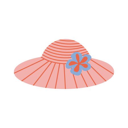 Beach sun hat Sun protection vector illustration fashion accessoryのイラスト素材