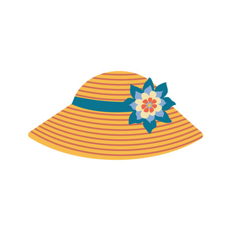 Beach sun hat Sun protection vector illustration fashion accessoryのイラスト素材