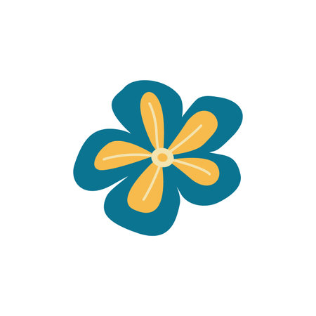 Retro flower bright summer, vintage symbol blooming and growing vector element color illustrationのイラスト素材