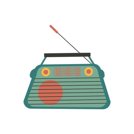 Retro radio in flat isolated, Vintage Radio Vector illustration on white backgroundのイラスト素材