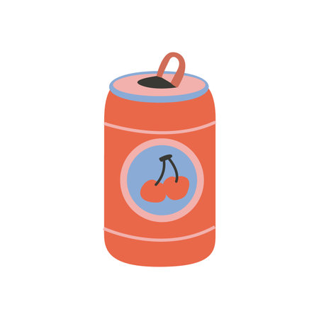 Fruit juice, Retro lemonade, Summer cocktail, vector isolated on white background, Retro drink, Vintage nostalgia element 70s, 80s, 90s vibes.のイラスト素材