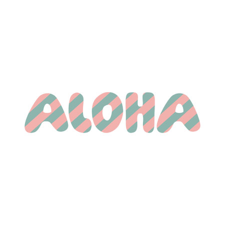 Retro Summer Quote - Aloha. Handwritten lettering inspirational typography. Vector isolatedのイラスト素材