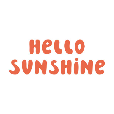 Retro Summer Quote - Hello Summer. Hello Sunshine. Handwritten lettering inspirational typography. Vector isolatedのイラスト素材