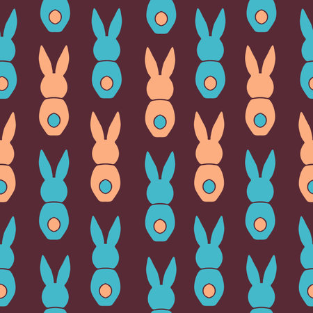 Seamless pattern Easter greeting with bunnies, design vector illustation, holiday symbol.のイラスト素材