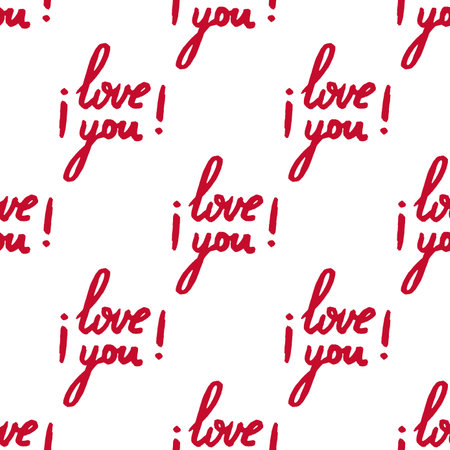 Hand drawn poster with Lettering I love you brush calligraphy for Valentines Day and Weddingのイラスト素材
