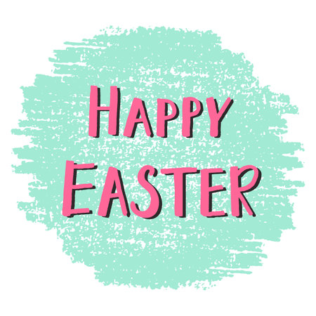 Happy Easter greeting card with hand drawn lettering, design vector illustration, holiday symbol.のイラスト素材