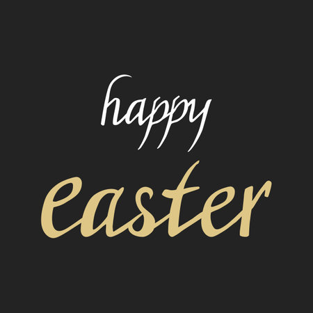 Happy Easter greeting card with hand drawn gothic calligraphy, handwriting lettering, vector design holiday symbol.のイラスト素材