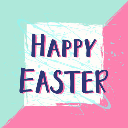 Happy Easter greeting card with hand drawn lettering, design vector illustration, holiday symbol.