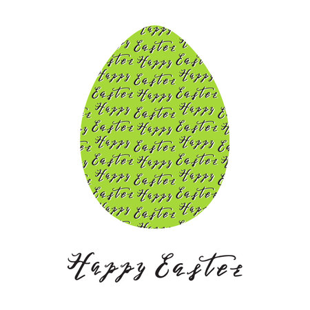 Happy Easter greeting card with egg and hand drawn lettering, design vector illustration, holiday symbol.のイラスト素材