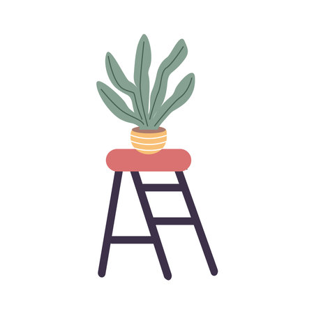 Home plant in a pot on a chair Vector Illustrationのイラスト素材