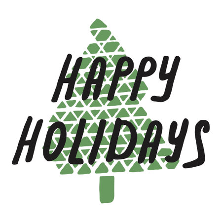 Christmas Hand Lettering Sign Holiday Vector Designs with Christmas Pine Treeのイラスト素材