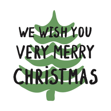 Christmas Hand Lettering Sign Holiday Vector Designs with Christmas Pine Treeのイラスト素材