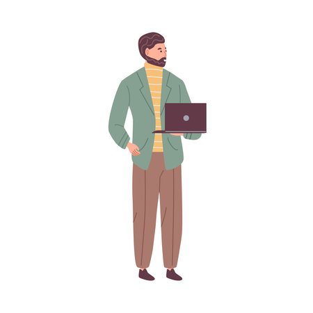 Lecturer teacher man with laptopのイラスト素材