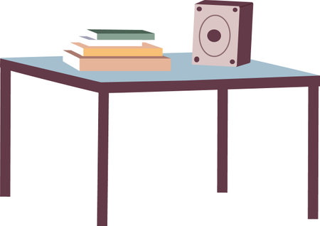 Workplace with Table Chair and Laptop and Compのイラスト素材