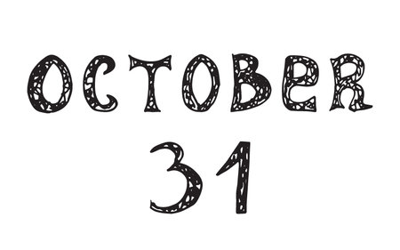Modern Calligraphy Halloween, hand drawn lettering typographic. Vector isolated. Use halloween cards, covers, tags, icons and moreのイラスト素材