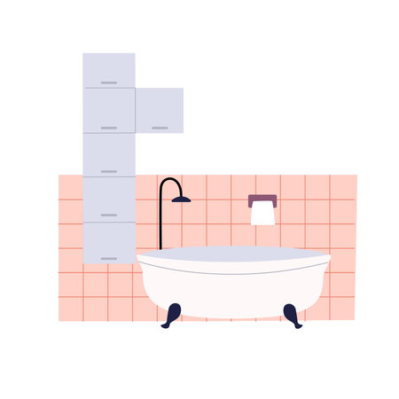 Bathroom with Bath, Cartoon vector illustrationのイラスト素材