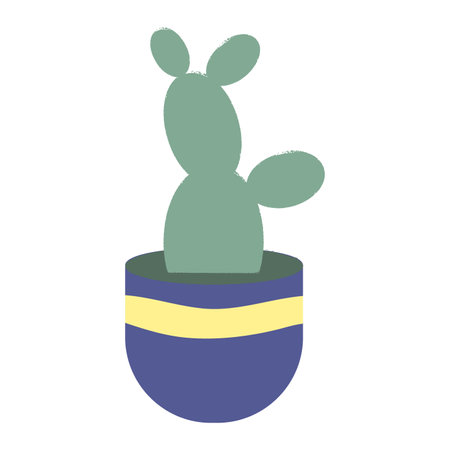 House plant in pot vase. Scandinavian cozy home decor. Flat vector cartoon illustration isolated on whiteのイラスト素材