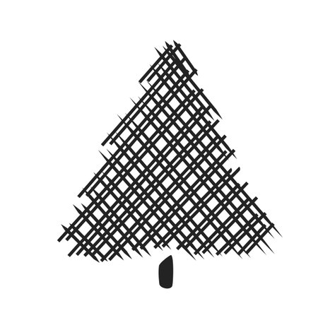 Hand drawn icon vector cartoon pine tree. Christmas tree and New Year, greeting cards. Isolated vector for holiday backgrounds, flyer, invitation, banner, design cards, scrapbookingのイラスト素材