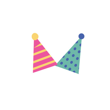 Birthday caps festive cone hats vector cartoon icon. Vector illustration set christmas present.のイラスト素材