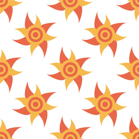 Seamless pattern with suns. Summer psychedelic background in retro and hippie styleのイラスト素材