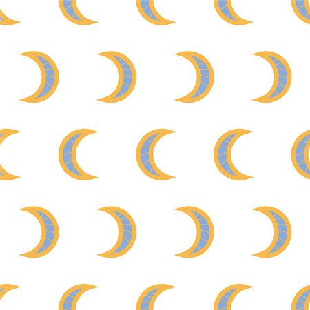 Seamless pattern with the moon, Summer background in retro and hippie styleのイラスト素材