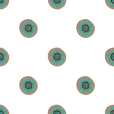 Seamless pattern with kiwi, fresh organic fruit. Summer delicious tasty pattern. Retro summer backgrounds.のイラスト素材