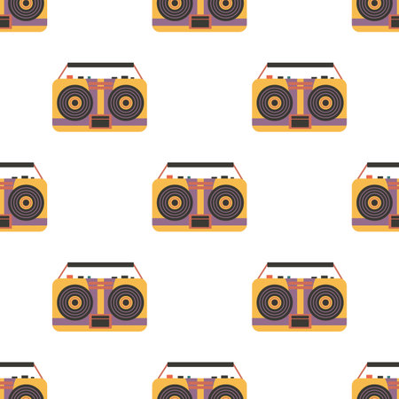 Seamless pattern Tape recorder Retro mixtapeのイラスト素材