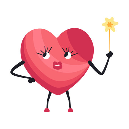 Cute Heart Character Emotion Cartoon Adorable Mascot. Vector illustration for Valentines Day designs, love-themed projects, and emotional content.のイラスト素材