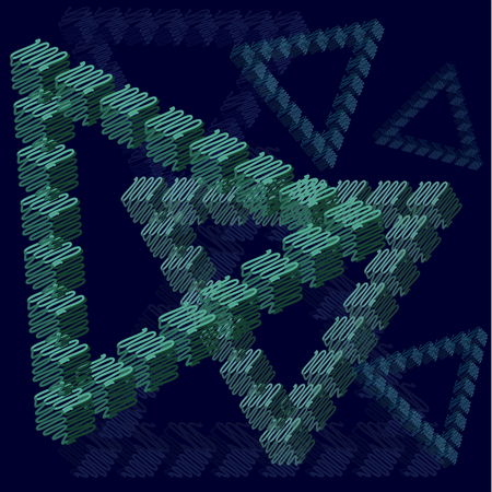 Vector abstraction from chaotic volumetric triangles vector illustration.のイラスト素材