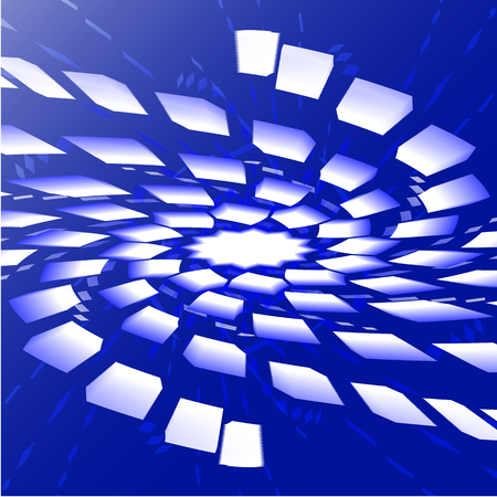 bright vector abstraction, spiral on a blue background, cubesのイラスト素材