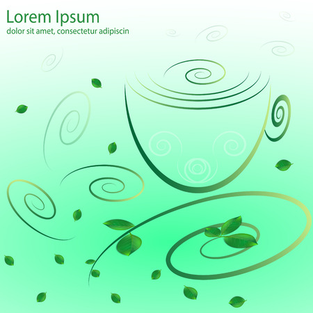 Cup of hot green tea, vector illustration.のイラスト素材