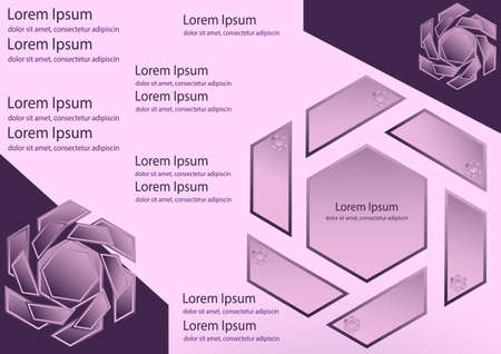 Brochure template layout design. Corporate business annual report, catalog, magazine. Creative modern bright cover concept with hexagon, geometric shapesのイラスト素材