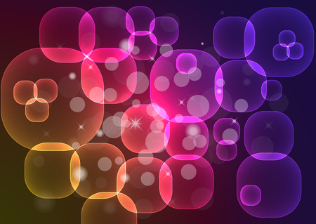 Bright colorful ornamental background - vector design. Transparent squares of different sizes with rounded corners.のイラスト素材