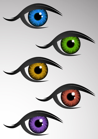 Set. The human eye, look. Iris. Ophthalmic lenses. Vector illustration.のイラスト素材