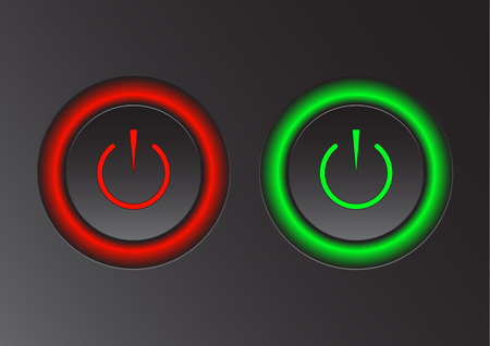 Power icon. Vector illustration on dark background. Power button logo.