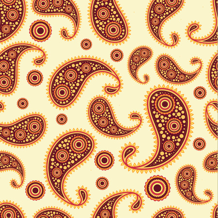 Seamless print pattern. Drawn with flowers and traditional paisley elements on a light background. Vector illustrationのイラスト素材