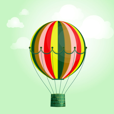 Large isolated bright colored balloon against the sky and clouds. Vector illustration.のイラスト素材