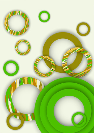 Bright abstract background. Colored rings with textured stripes with soft shadow on a light background. Design for advertising, website, banners and posters.のイラスト素材