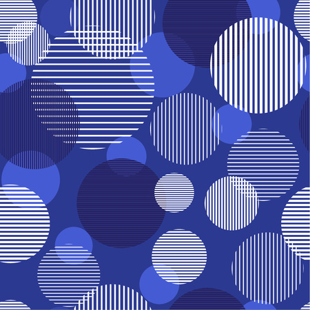 Seamless geometric pattern with vertical and horizontal striped circles. Fashionable hand-drawn texture. Modern abstract design for paper, fabric, interior items and other users. Vector graphics.のイラスト素材