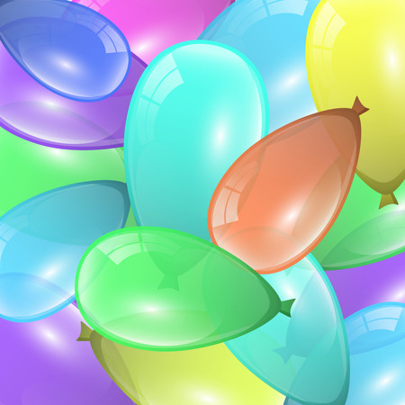 Beautiful festive background design with lots of colored balloons. Holiday decor element for your greeting card design. Vector illustrationのイラスト素材