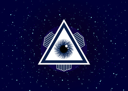 The symbol of the all-seeing eye of God. Modern creative design on a star background. Vector...
