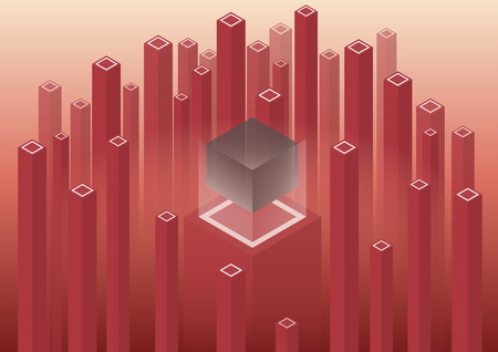 Isometric geometric pattern, bright vertical blocks and cubes. Perfect background for your design projects. - Vector graphicsのイラスト素材