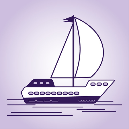 Icon boat, ship, cruise ship sailing on the sea, ocean. Symbol of sea travel. Vector illustration for your design.のイラスト素材