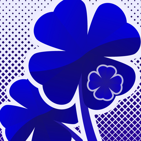 Bright creative four-leaf clover icon on the background with a halftone transition from small rhombuses. - Vector graphicsのイラスト素材