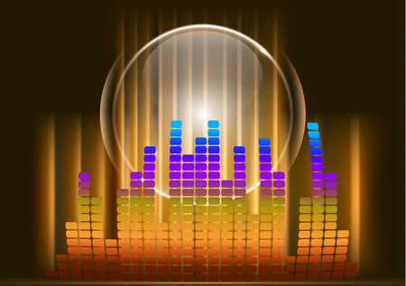 Abstract form of sound wave, digital equalizer, sound impulses of musical rhythm. Bright background for your design. Vector illustrationのイラスト素材