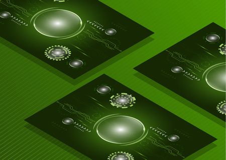 Vector business card template, flyer with technological background for business technical presentations. Creative corporate identity layout with effects. - Vector graphicsのイラスト素材