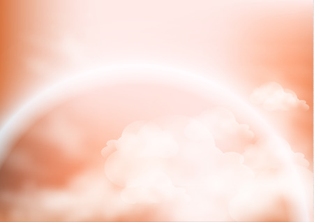 Nature landscape background orange sunset, realistic clouds, evening time. Vector illustration for your design.のイラスト素材